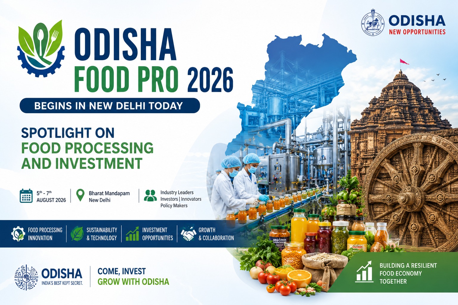 Odisha Food Pro 2026 Begins in New Delhi Today, Spotlight on Food Processing and Investment
